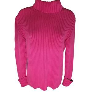 Gap Women Pink Turtleneck Shirt Ribbed Sz L